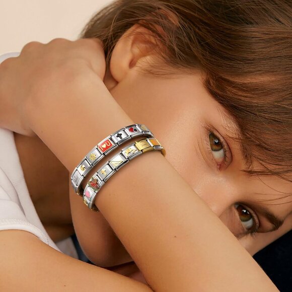 Customizable Silver Italian Charm Bracelet Gift Set - 20 Charms & Tools Included - Picture 4 of 7